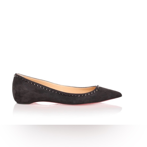 Christian Louboutin Grey Suede Anjalina Ballet Flats - Picture 1 of 11